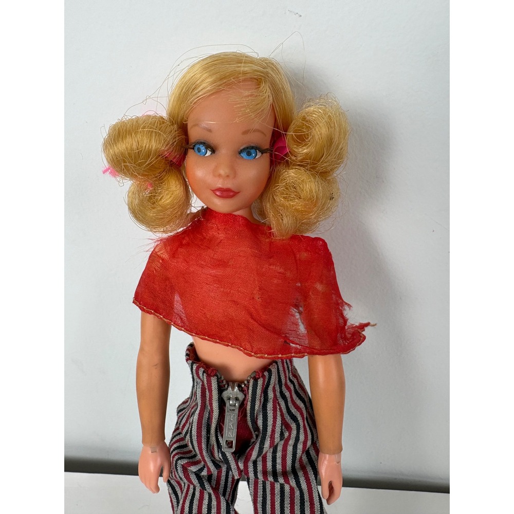 Vintage 1969 Mattel Skipper Doll Taiwan Bendy Legs Eyelashes Pigtails 9" - Picture 2 of 6